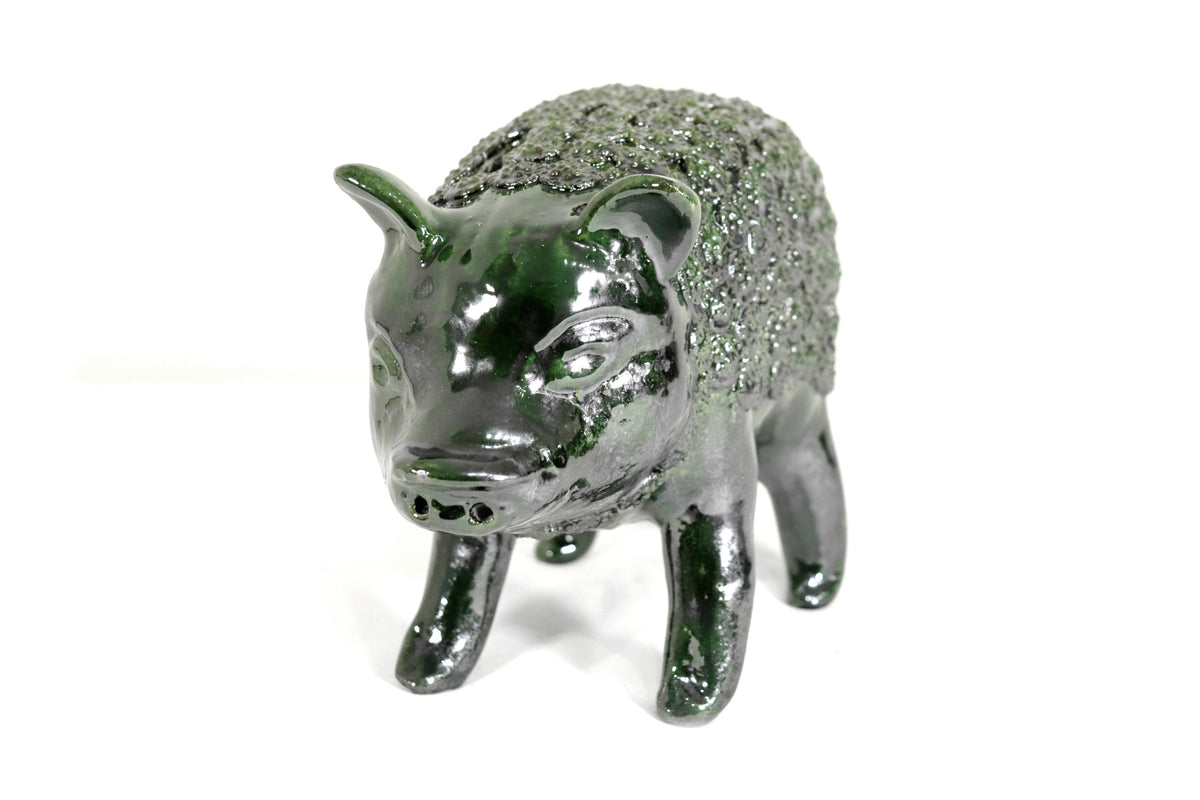 Cochinito - Cerdo de ahorro mediano - Verde - 27 cm. 11 in. - En producción Vidriado Santa Fe