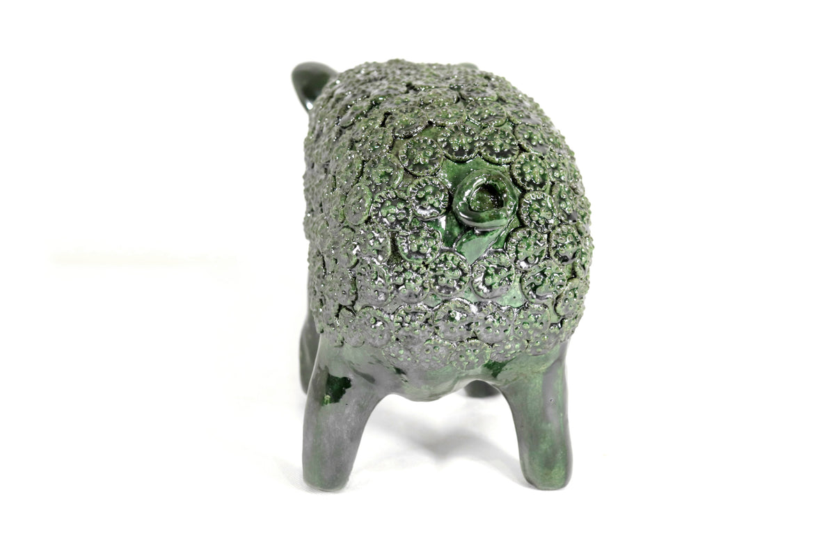 Cochinito - Cerdo de ahorro mediano - Verde - 27 cm. 11 in. - En producción Vidriado Santa Fe