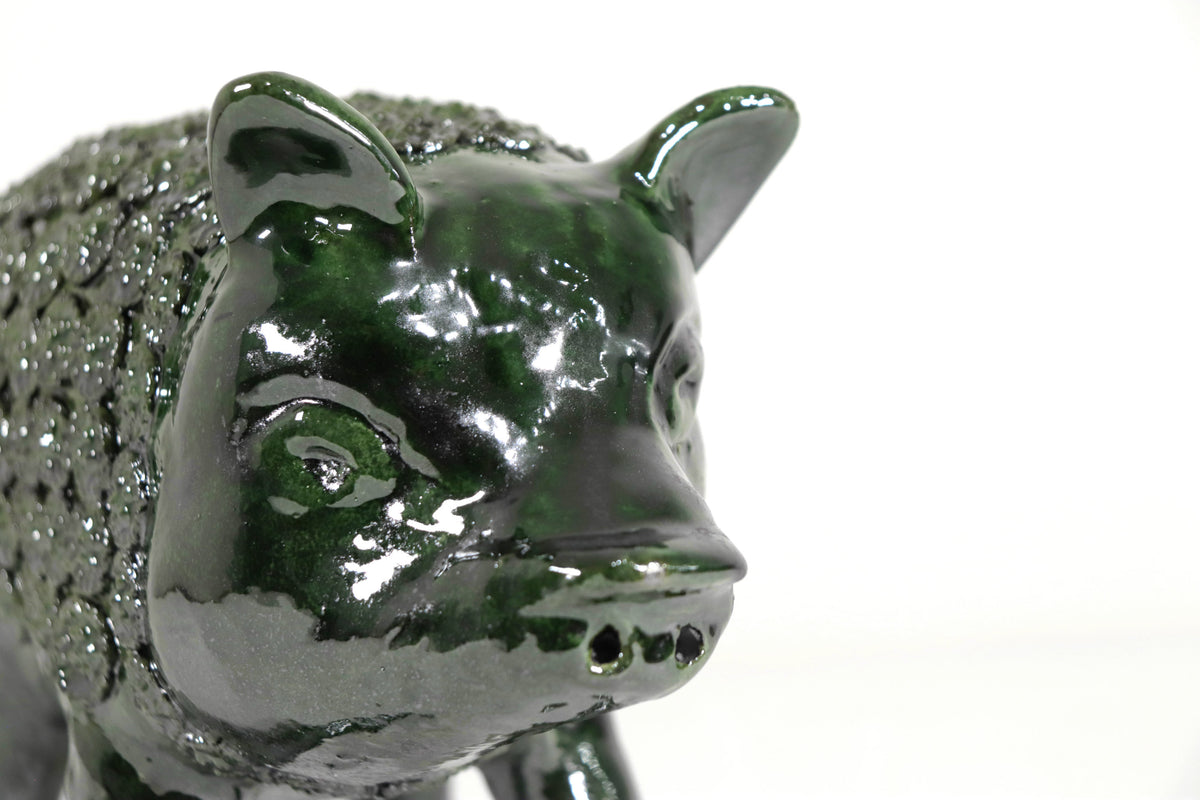 Cochinito - Cerdo de ahorro mediano - Verde - 27 cm. 11 in. - En producción Vidriado Santa Fe