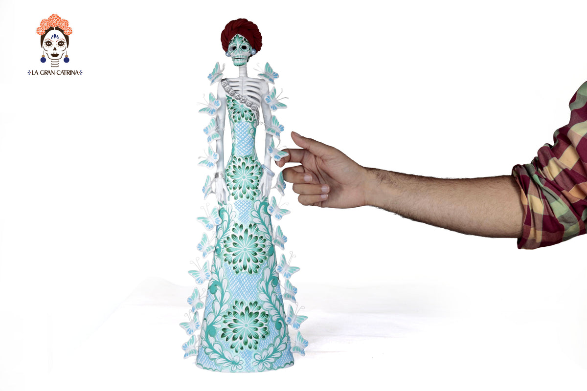 Catrinas hermana blanca con turquesa - 50 cm. 20 in. Catrina