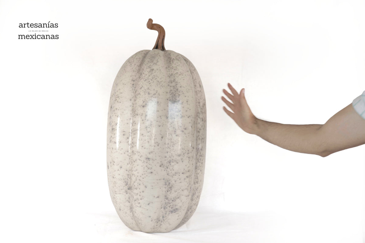 Calabaza blanca grande de barro - 67 cm. 26.3 in. Calabaza