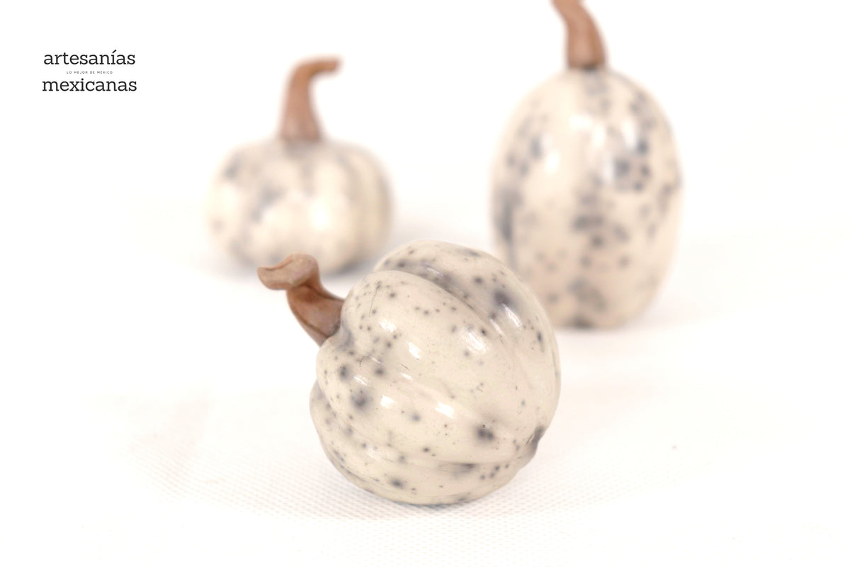 Juego de 3 calabazas blancas miniatura Calabaza