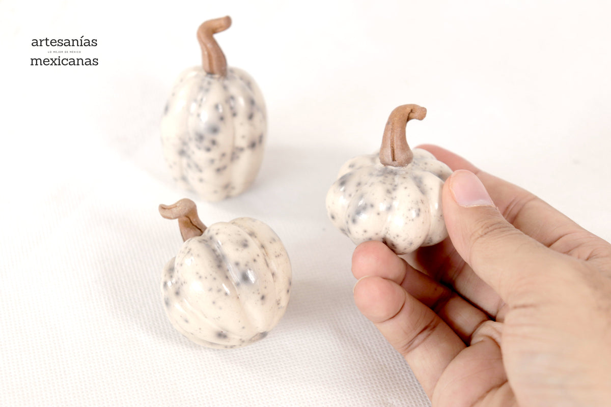 Juego de 3 calabazas blancas miniatura Calabaza