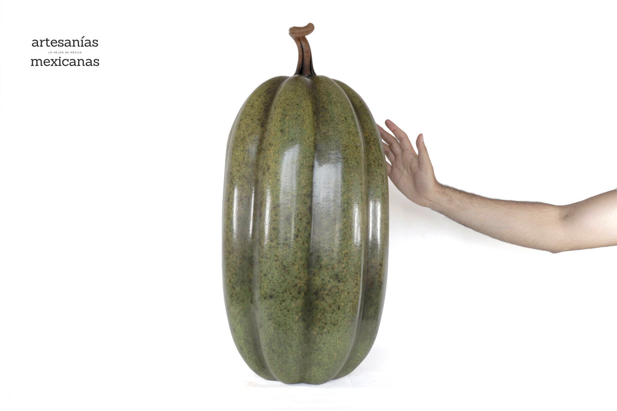 Calabaza verde grande de barro - 67 cm. 26.3 in. Calabaza