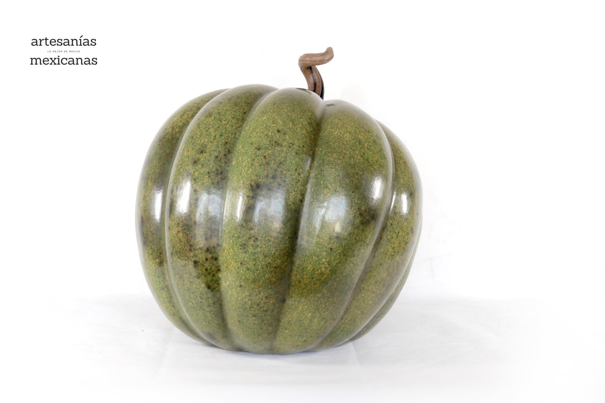 Calabaza verde grande de barro - 41 cm. 16.1 in Calabaza