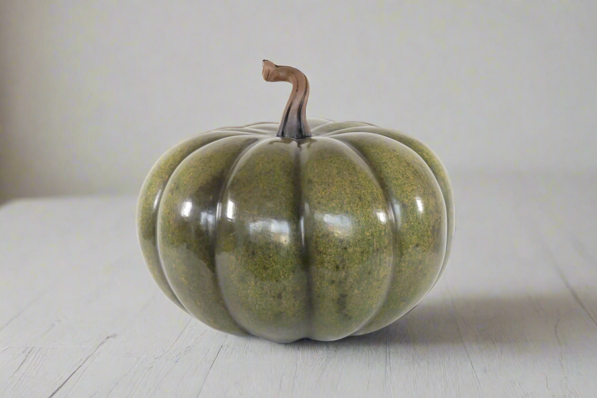 Calabaza verde grande de barro - 37 cm. 14.5 in Calabaza