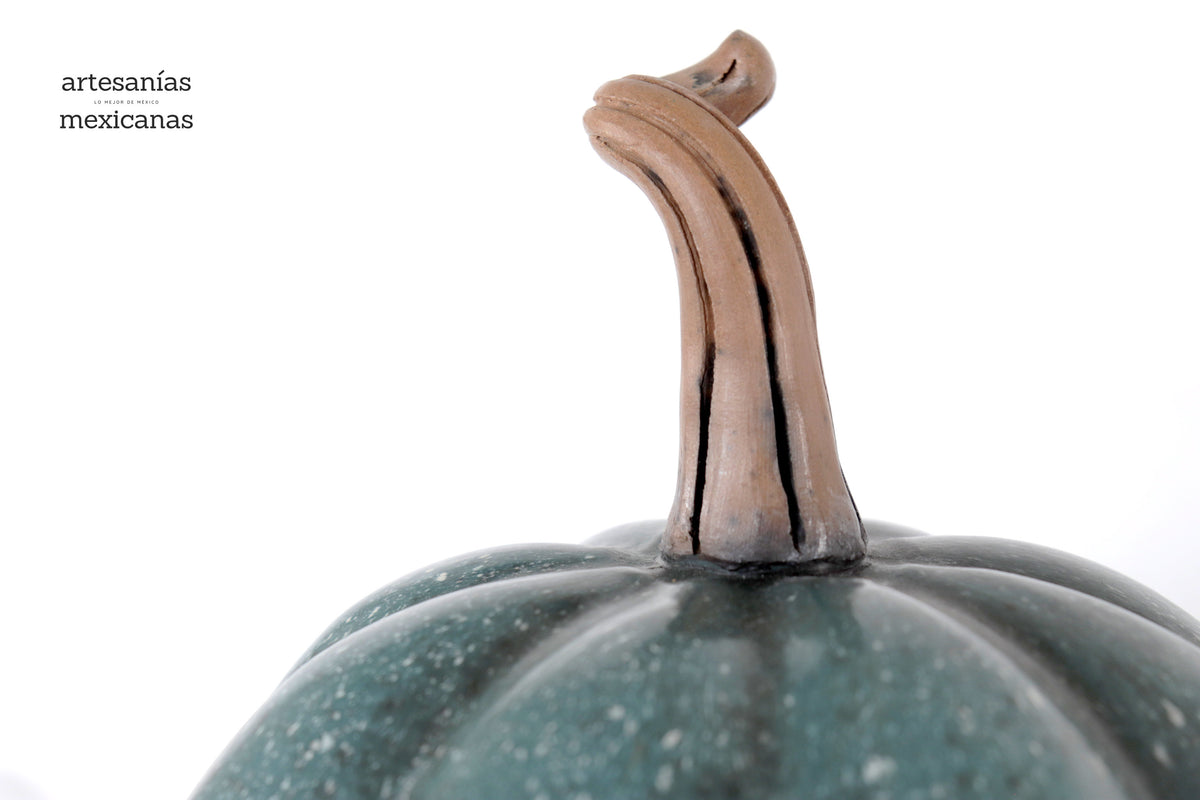 Set 3 Calabazas Artesanales Turquesa Jaspeado 36 Cm. 14.1 In. Calabaza