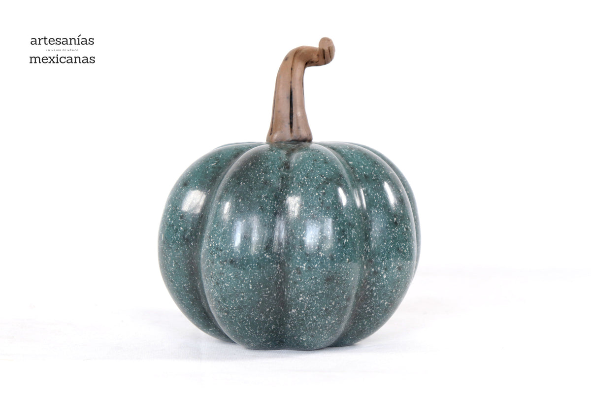 Set 3 Calabazas Artesanales Turquesa Jaspeado 36 Cm. 14.1 In. Calabaza