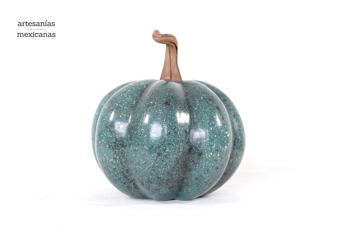 Set 3 Calabazas Artesanales Turquesa Jaspeado 36 Cm. 14.1 In. Calabaza