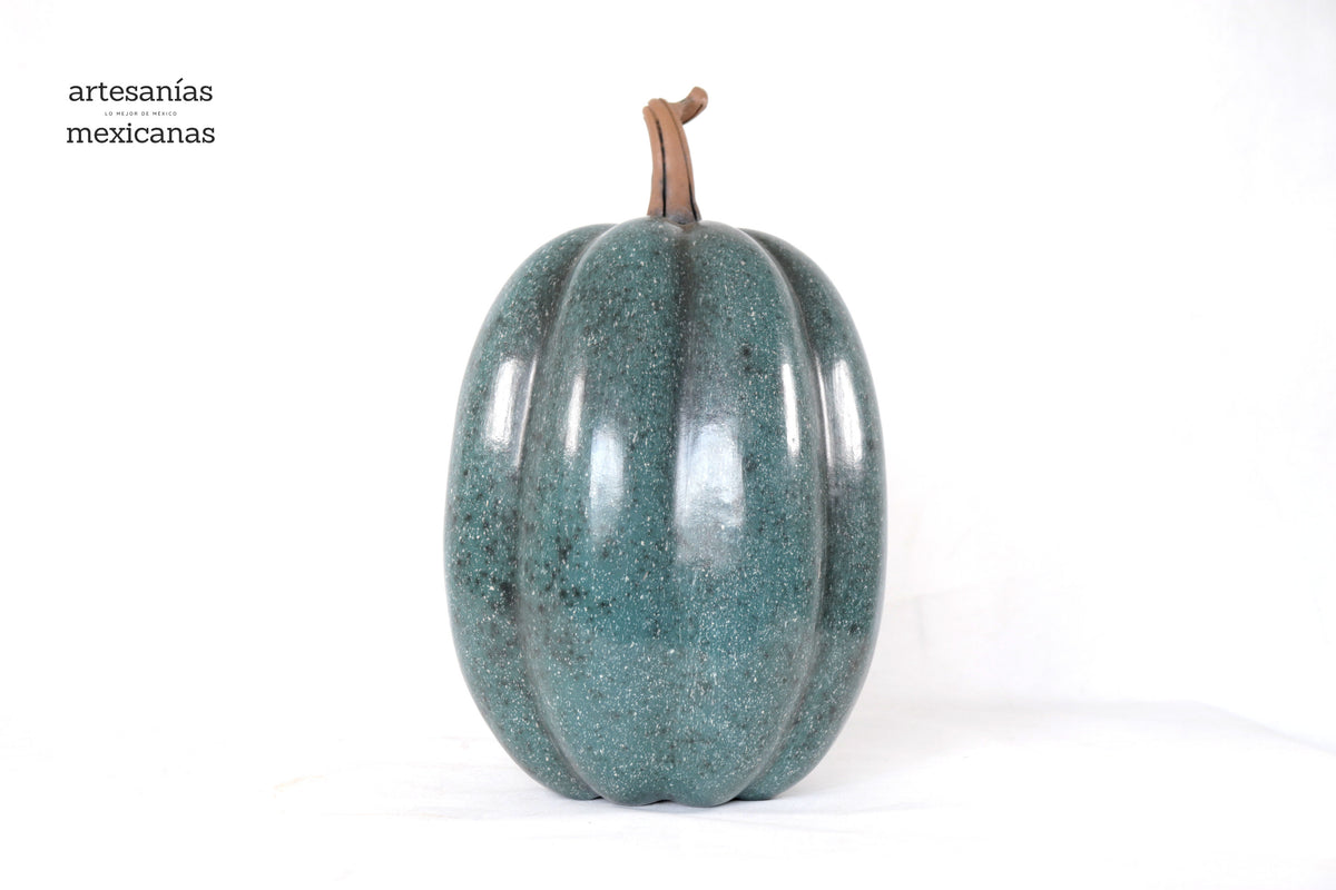 Set 3 Calabazas Artesanales Turquesa Jaspeado 36 Cm. 14.1 In. Calabaza