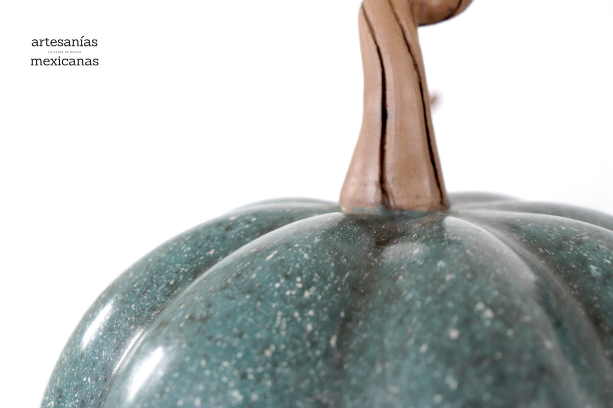 Set 3 Calabazas Artesanales Turquesa Jaspeado 36 Cm. 14.1 In. Calabaza