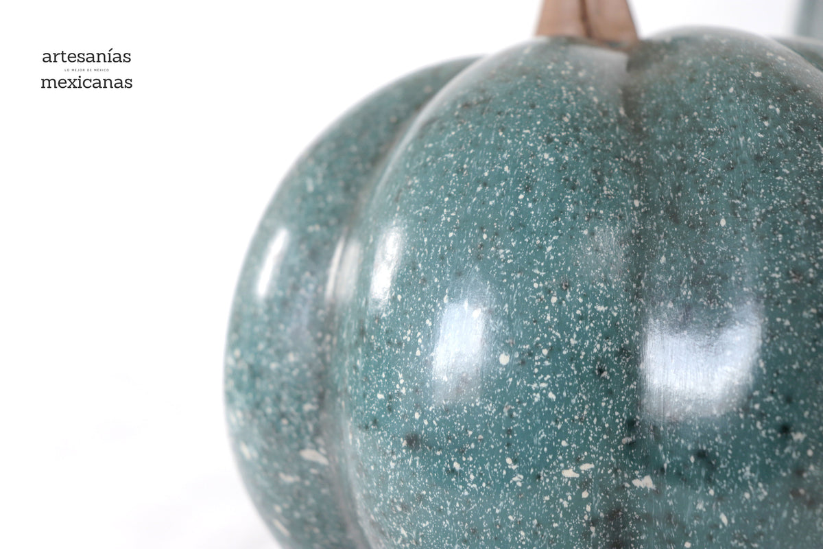 Set 3 Calabazas Artesanales Turquesa Jaspeado 36 Cm. 14.1 In. Calabaza