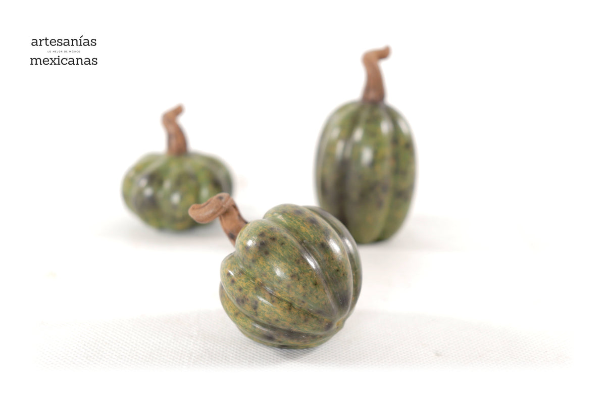 Juego de 3 calabazas verdes miniatura Calabaza