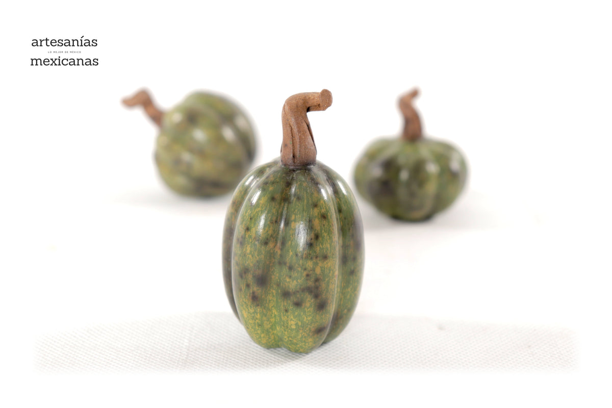 Juego de 3 calabazas verdes miniatura Calabaza