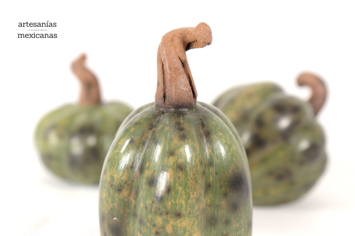 Juego de 3 calabazas verdes miniatura Calabaza