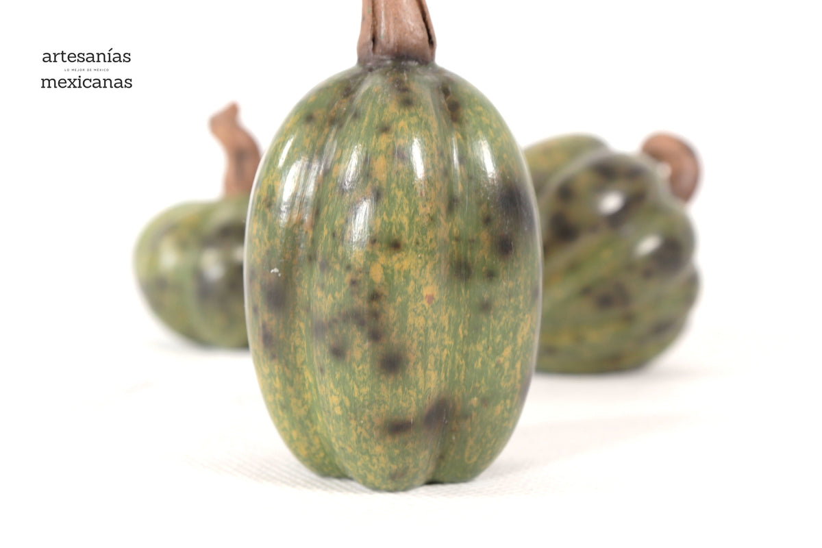 Juego de 3 calabazas verdes miniatura Calabaza