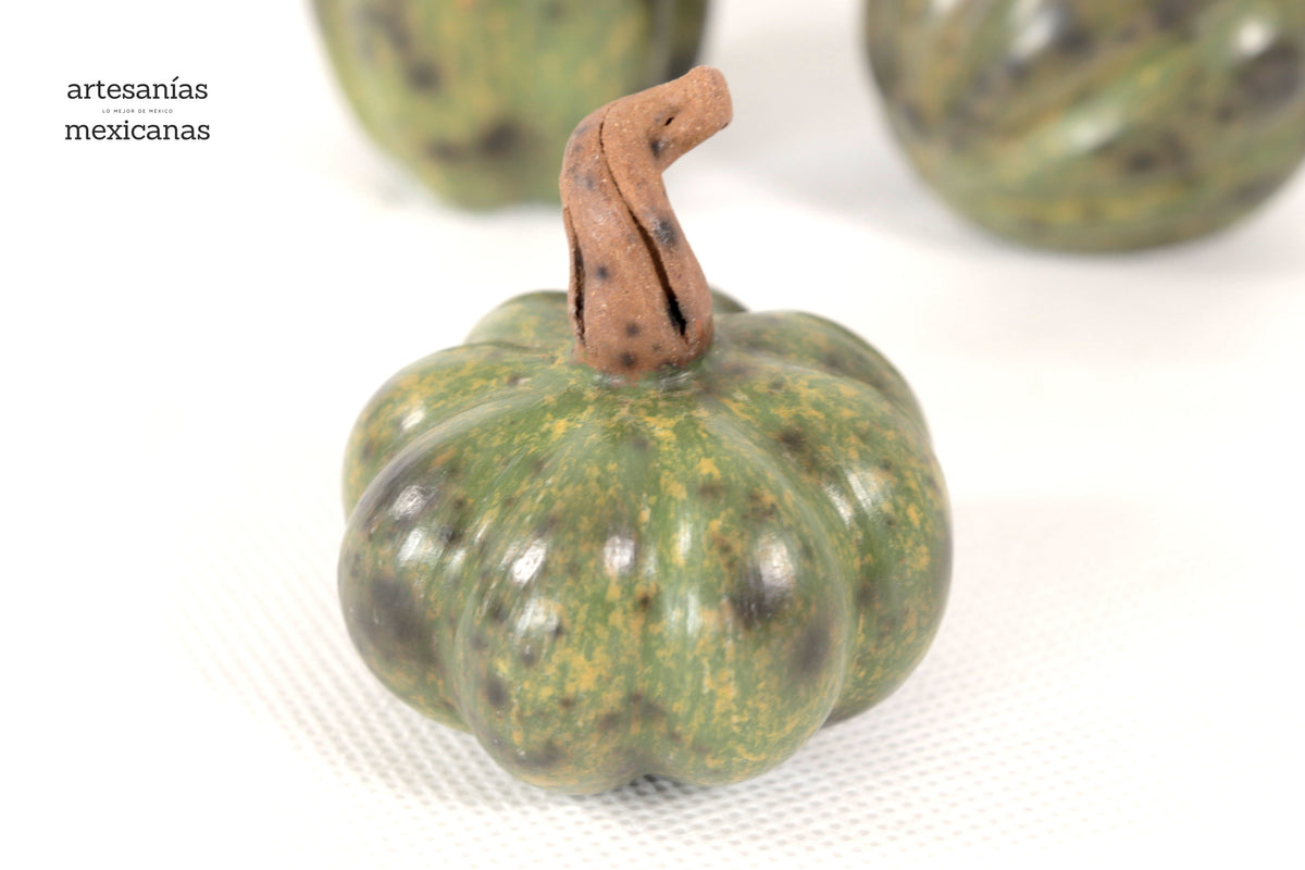Juego de 3 calabazas verdes miniatura Calabaza