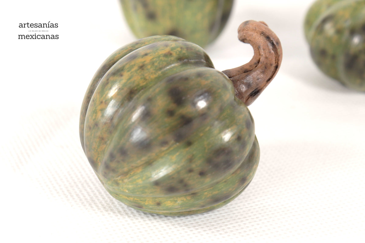 Juego de 3 calabazas verdes miniatura Calabaza