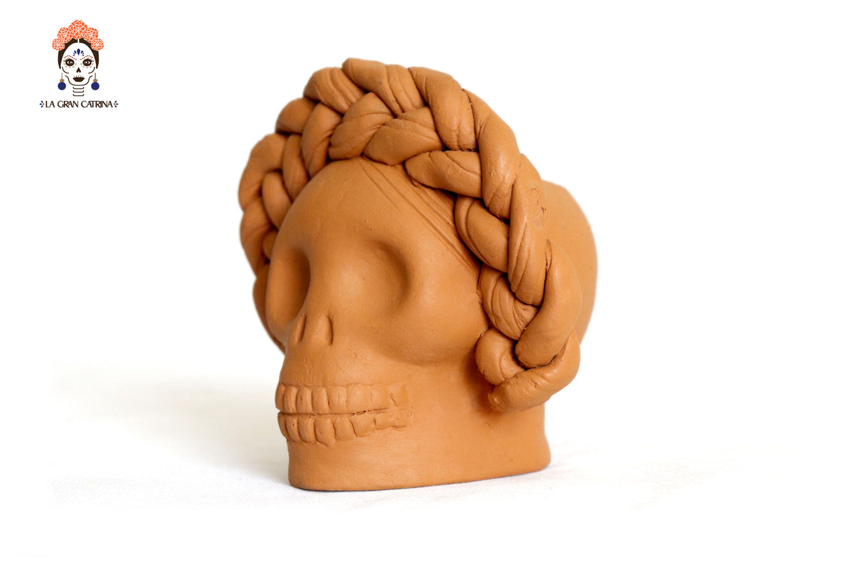 Maceta de calaveras pequeña naranja de chongo Maceta