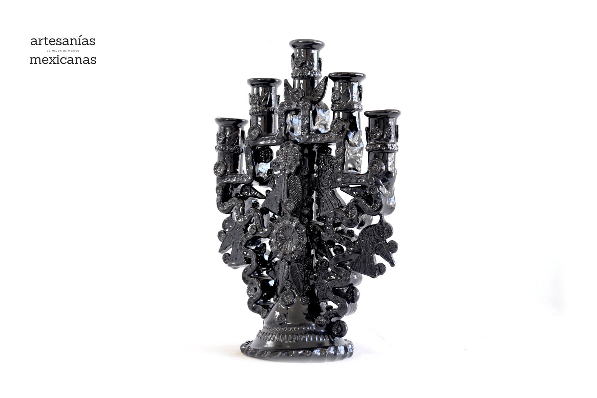 Candelero de 5 velas negro - 26 cm. 10.2 in Candelabros