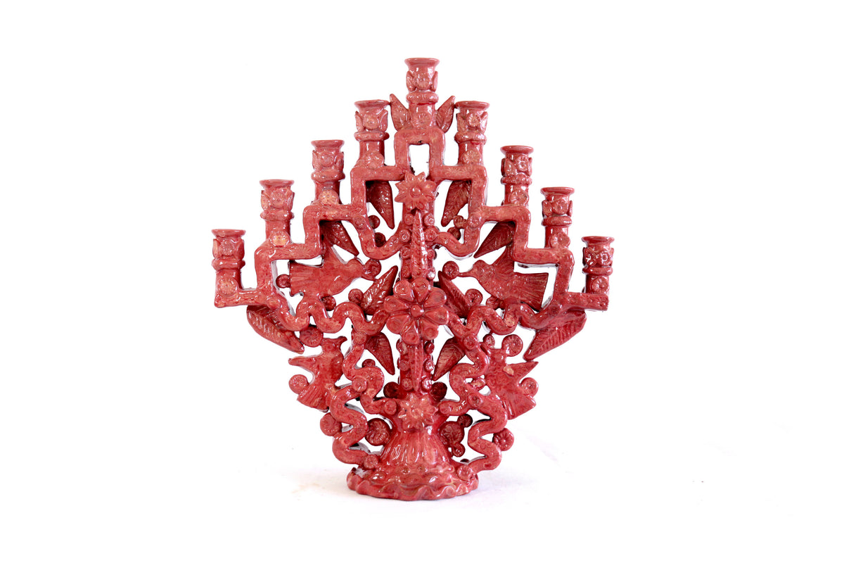 Candelero rojo de 9 velas - 18 cm. 7 in