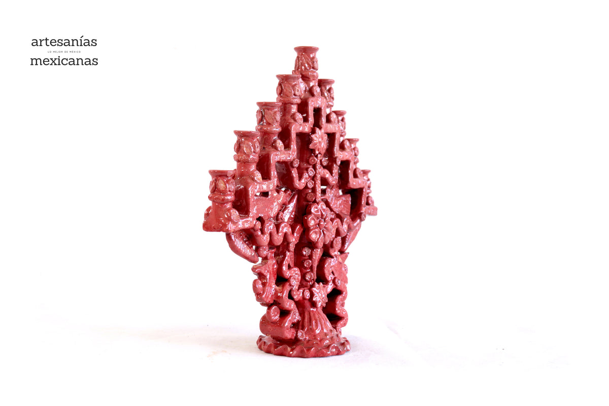 Candelero rojo de 9 velas - 18 cm. 7 in