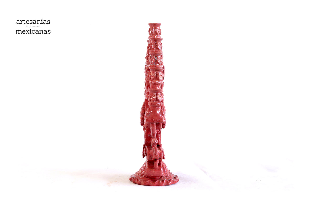 Candelero rojo de 9 velas - 18 cm. 7 in