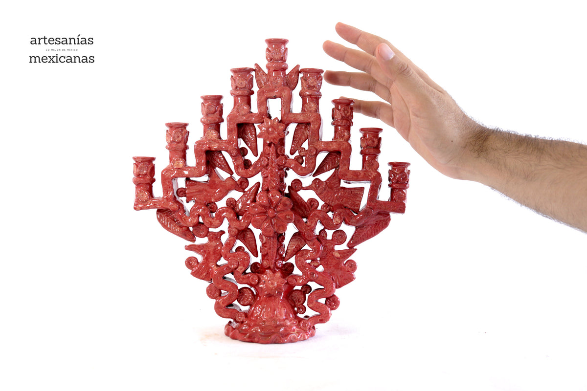 Candelero rojo de 9 velas - 18 cm. 7 in