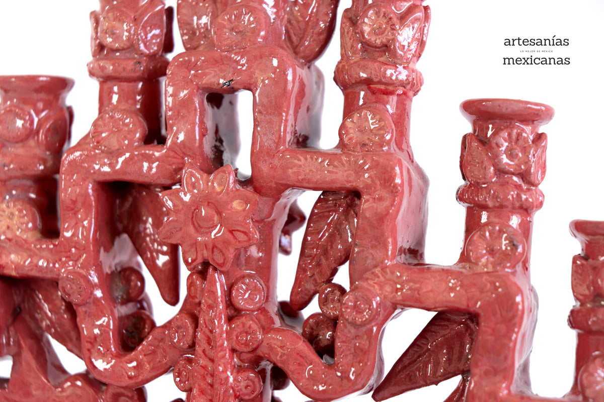 Candelero rojo de 9 velas - 18 cm. 7 in