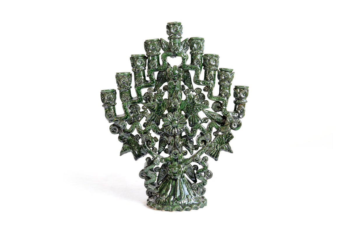 Candelero Verde de 9 velas - 28 cm. 11 in.
