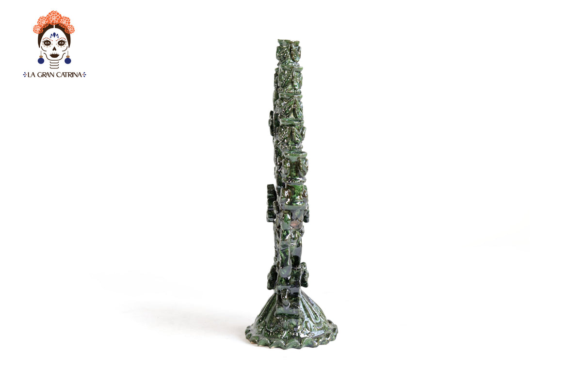 Candelero Verde de 9 velas - 28 cm. 11 in.