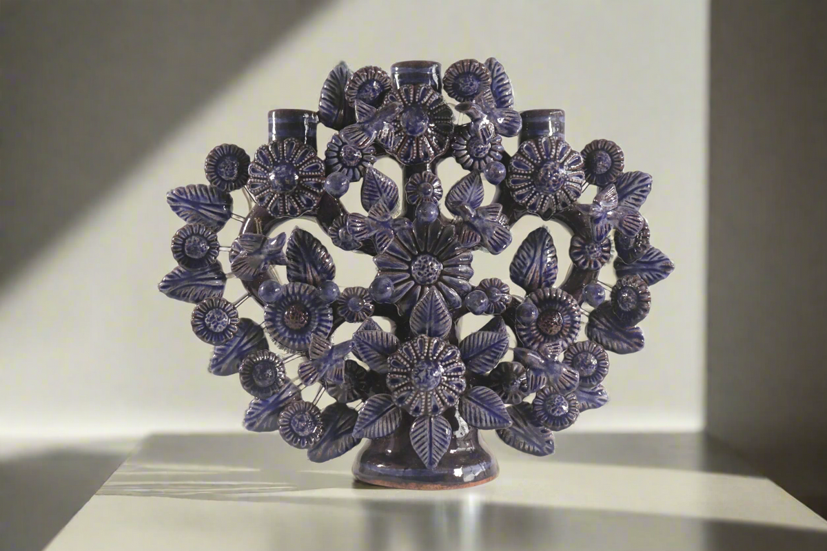 Árbol de la Vida Mediano Azul – 3 Velas - 37 cm. 14.5 in.