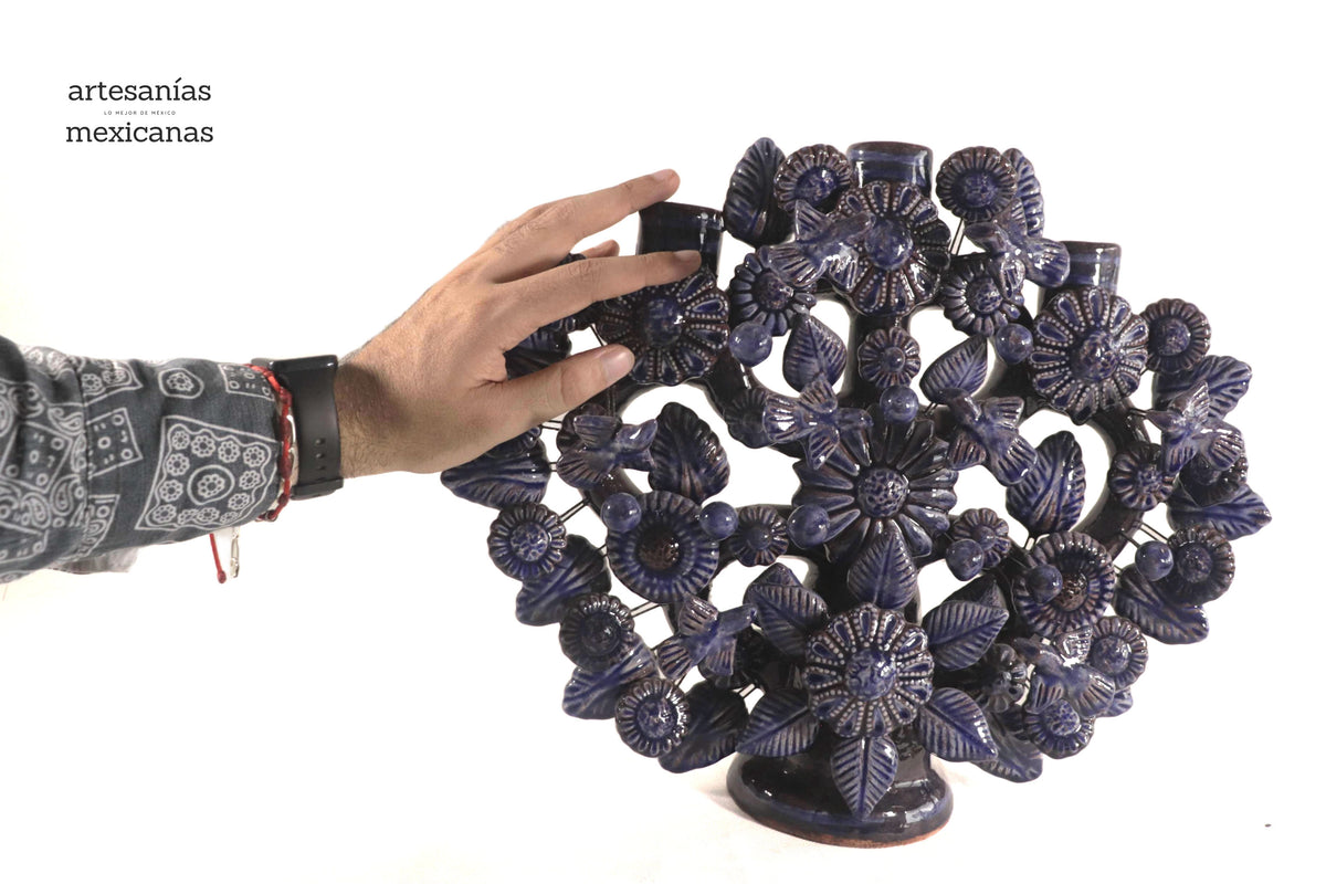 Árbol de la Vida Mediano Azul – 3 Velas - 37 cm. 14.5 in.