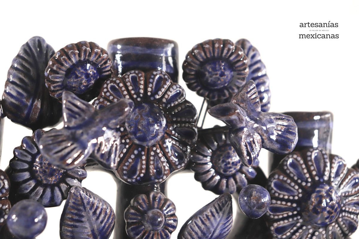 Árbol de la Vida Mediano Azul – 3 Velas - 37 cm. 14.5 in.