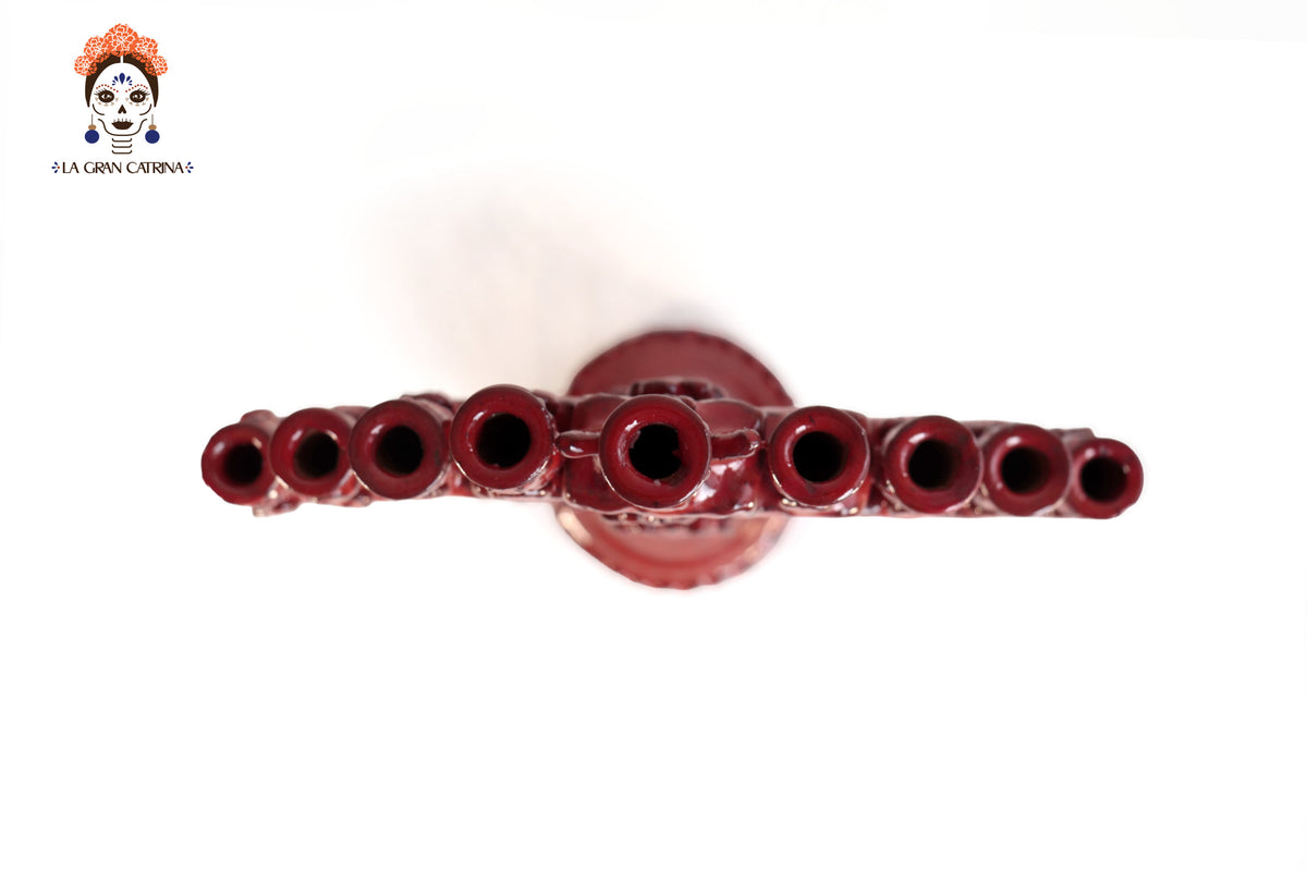 Candelero Rojo de 9 velas - 28 cm. 11 in.