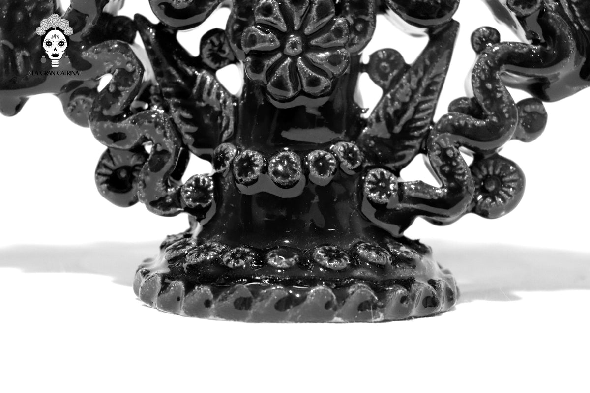 Candelero negro de 11 velas negro - Barro vidriado - 32 cm. 13 in. - En produccion Candelabros