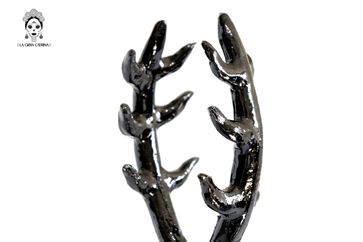 Candelero de Venado negro de 5 velas - Barro vidriado - 50 cm. 20 in.