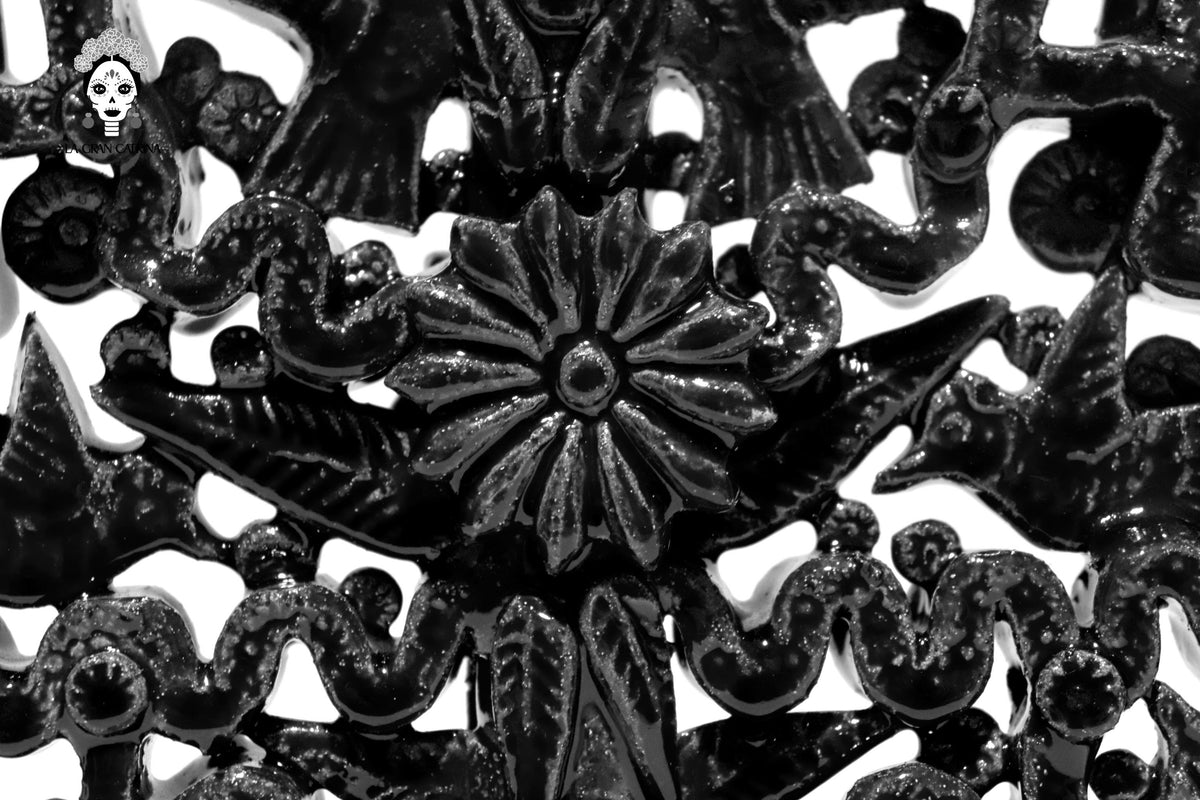 Candelero negro de 11 velas negro - Barro vidriado - 32 cm. 13 in. - En produccion Candelabros