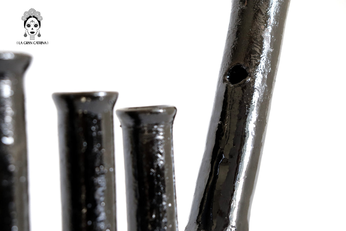 Candelero de Venado negro de 5 velas - Barro vidriado - 50 cm. 20 in.