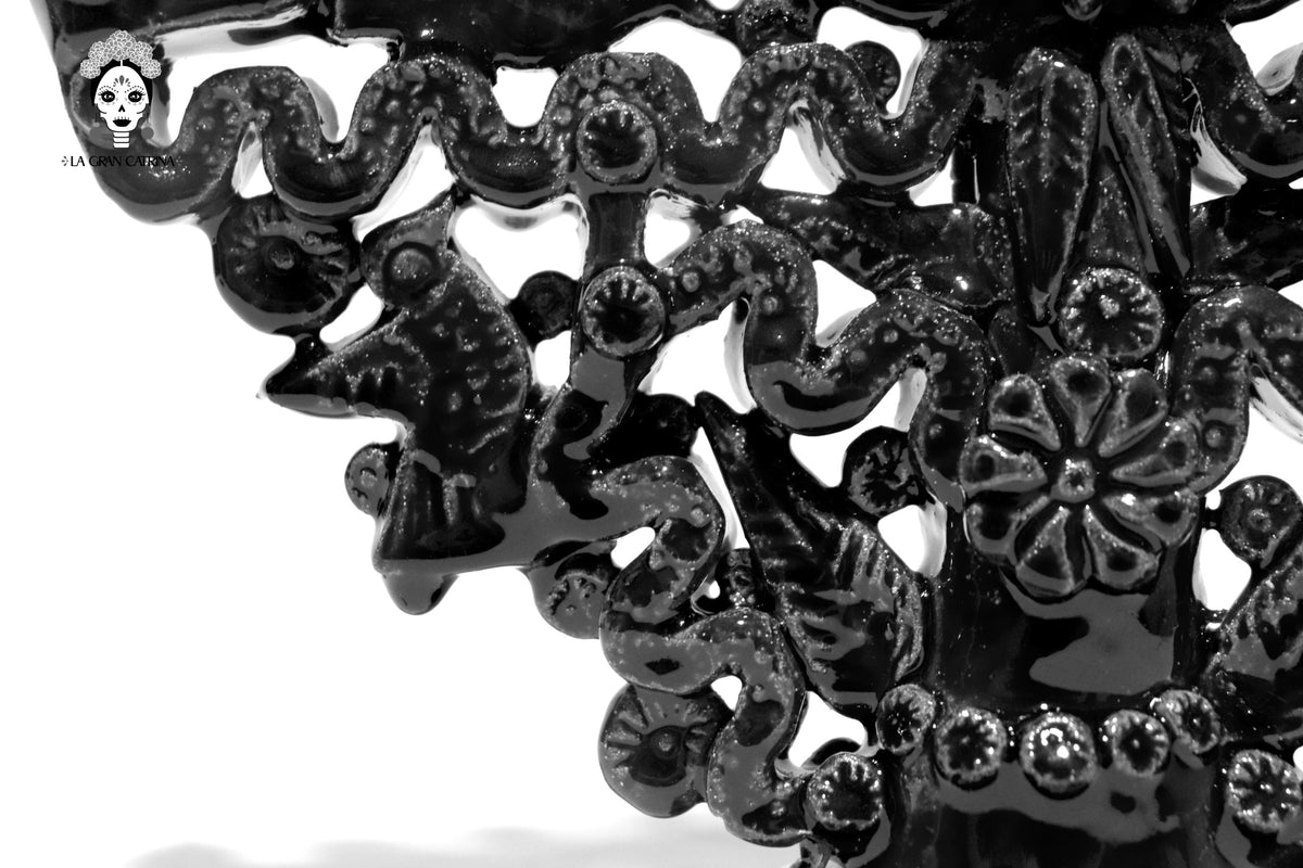 Candelero negro de 11 velas negro - Barro vidriado - 32 cm. 13 in. - En produccion Candelabros