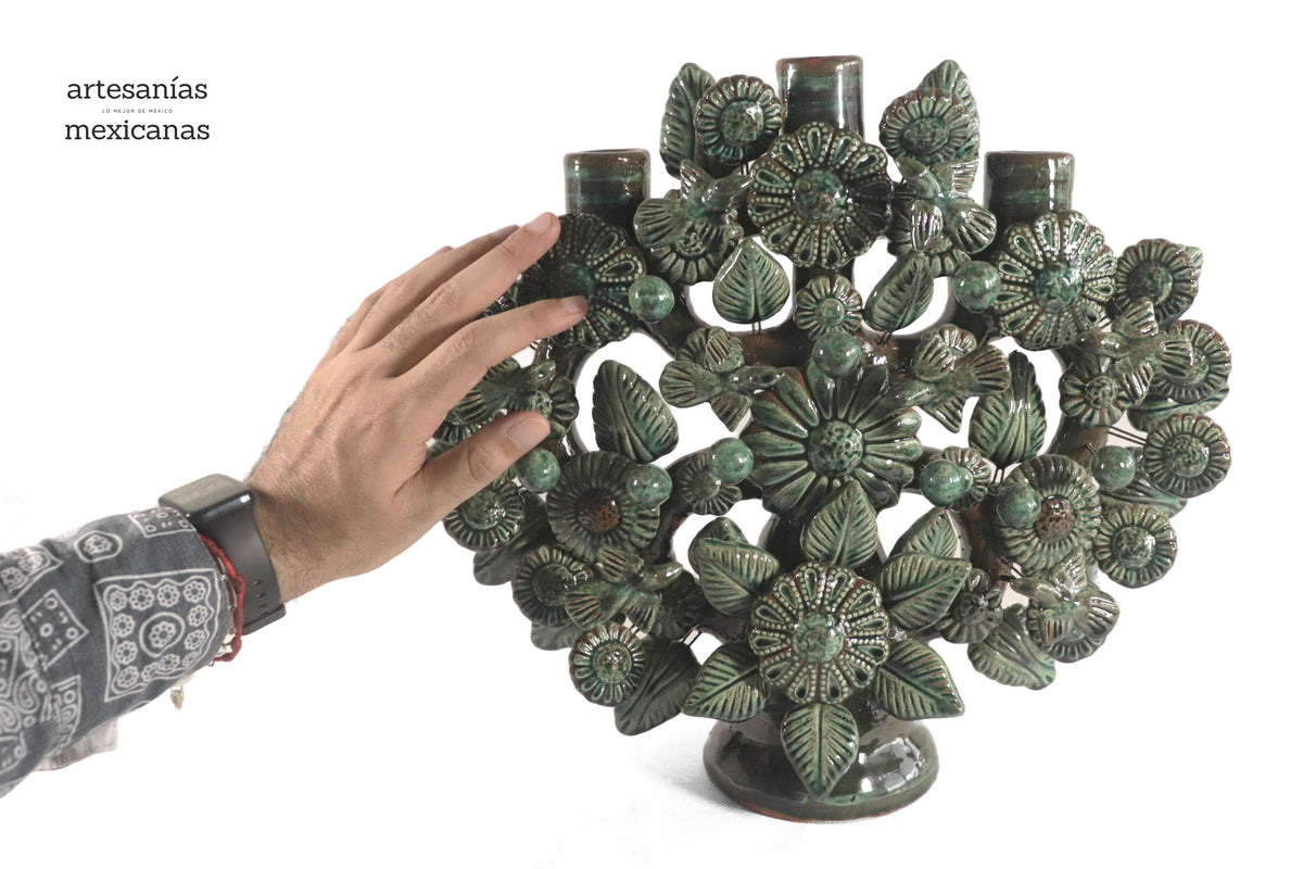 Árbol de la Vida Mediano Verde – 3 Velas - 37 cm. 14.5 in.