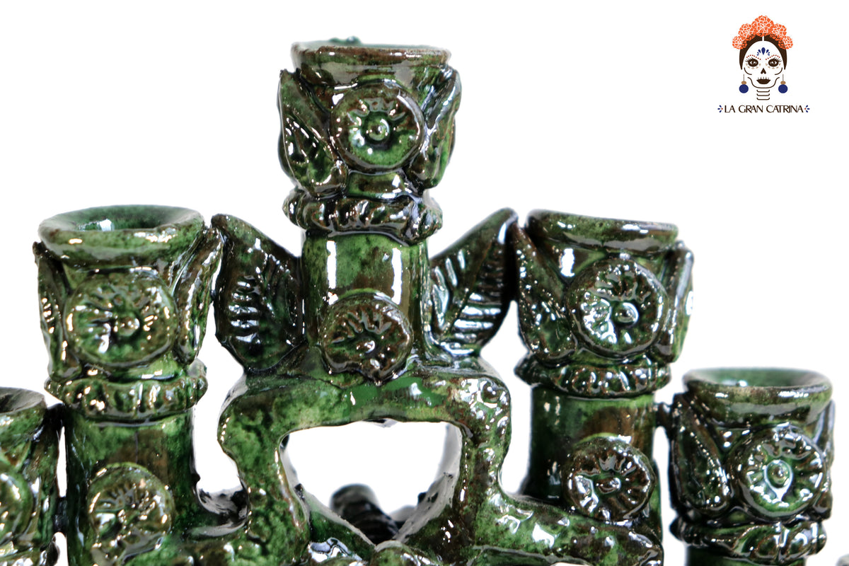 Candelero Verde de 9 velas - 28 cm. 11 in.
