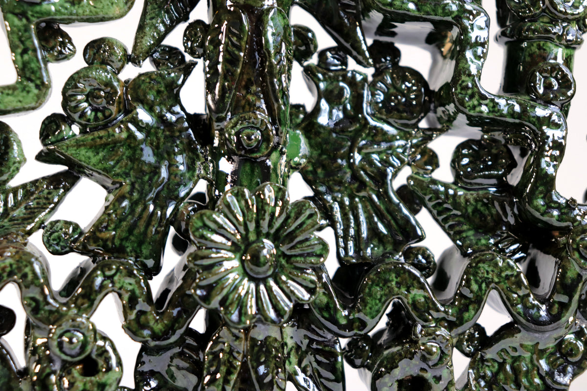Candelero Verde de 9 velas - 28 cm. 11 in.