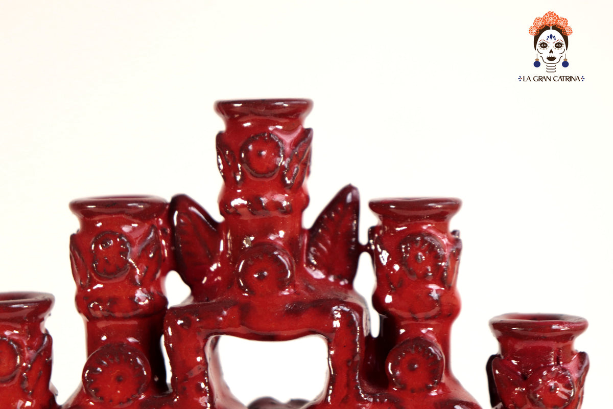 Candelero Rojo de 9 velas - 28 cm. 11 in.