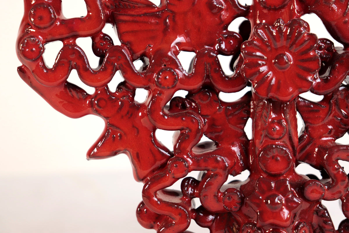 Candelero Rojo de 9 velas - 28 cm. 11 in.