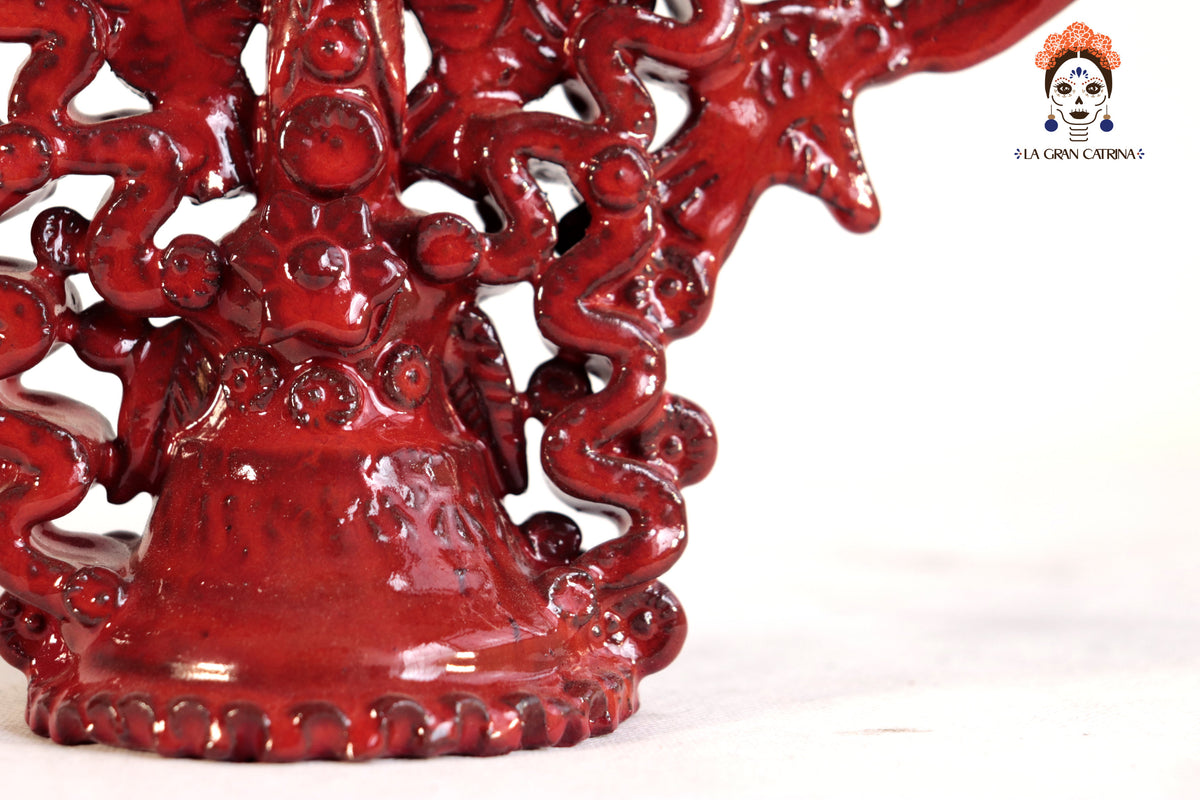 Candelero Rojo de 9 velas - 28 cm. 11 in.