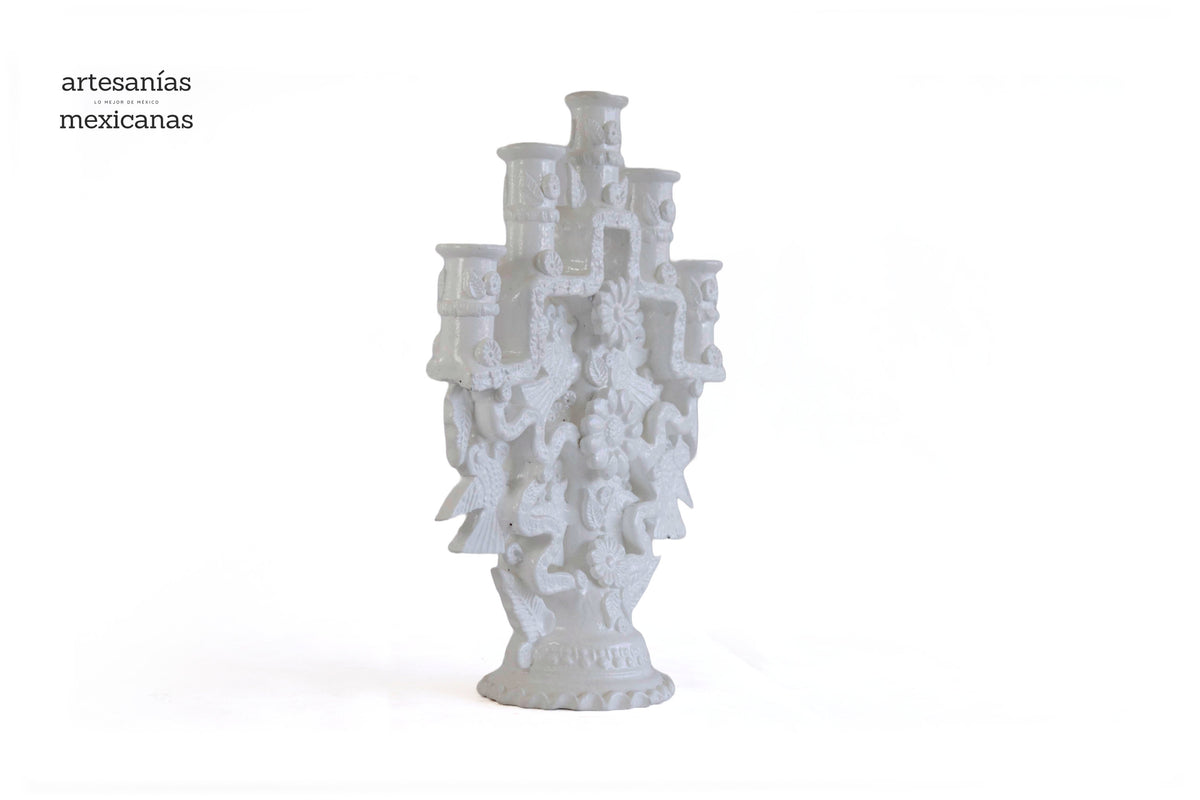 Candelero de 5 velas blanco - 26 cm. 10.2 in Candelabros