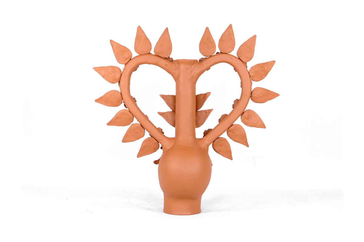 Candelero de Día de Muertos - Barro natural - 29 cm. 11.5 in.