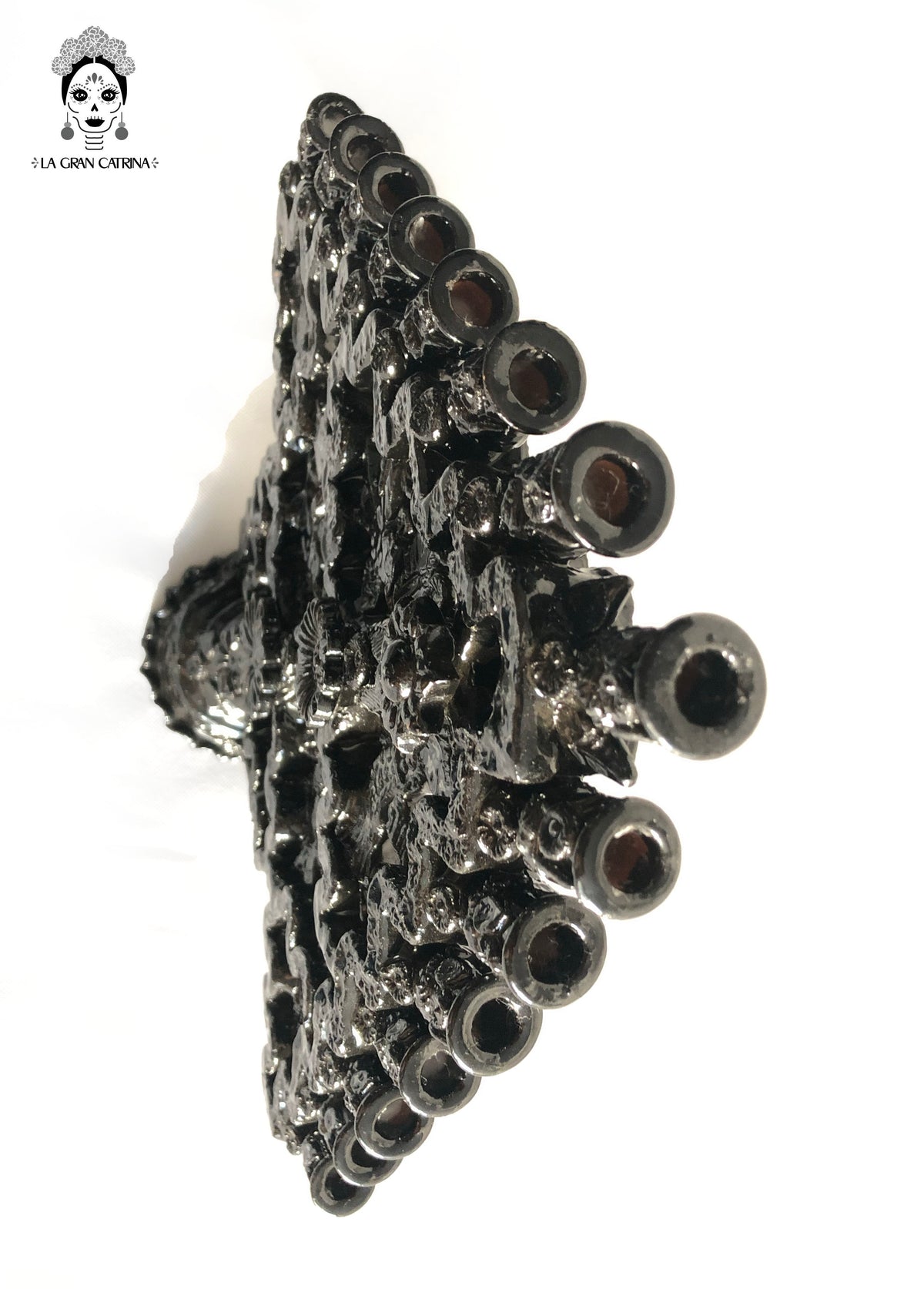 Candelero negro de 15 velas - Barro vidriado - 40 cm. 16 in.