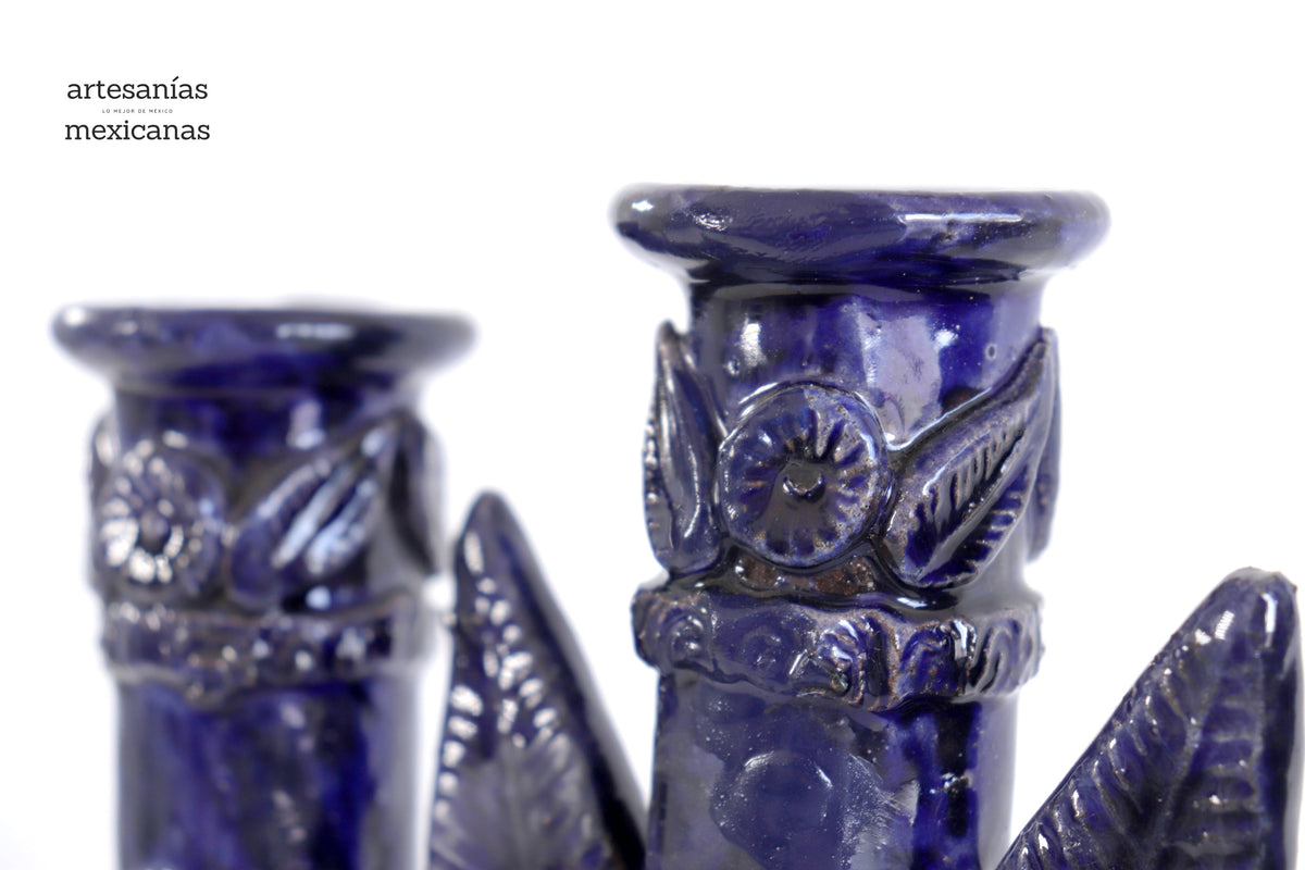 Candelero de 3 velas azul - 23 cm. 9 in Candelabros